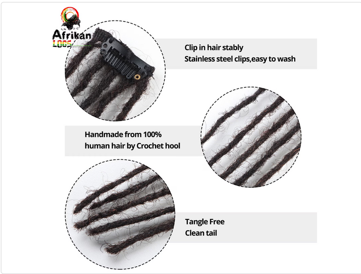 Human Hair 0.2cm Sisterloc /Microloc 5 Locs Per Clip On  For Extra Volume And Length Can be Customized For Additional Locs Per Clip On