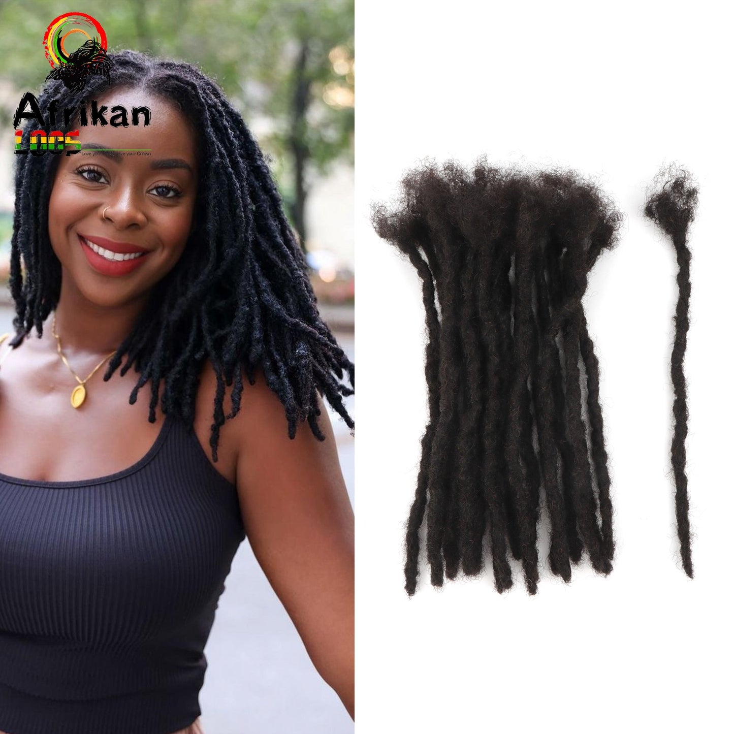 Interloc Dreadloc Extensions 100% Human Hair Interlocked locs Natural Looking Locs 10 locs Per Bundle Textured Intalocs Dreadloc Extensions