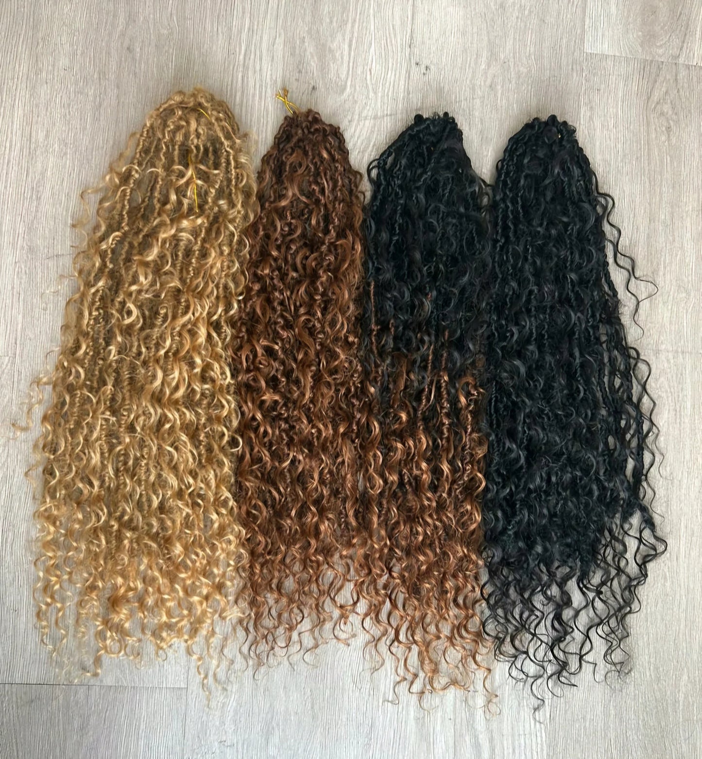 Boho loc Extensions Synthetic loc Human Hair Deep Wave Curls ( 20 locs per bundle)